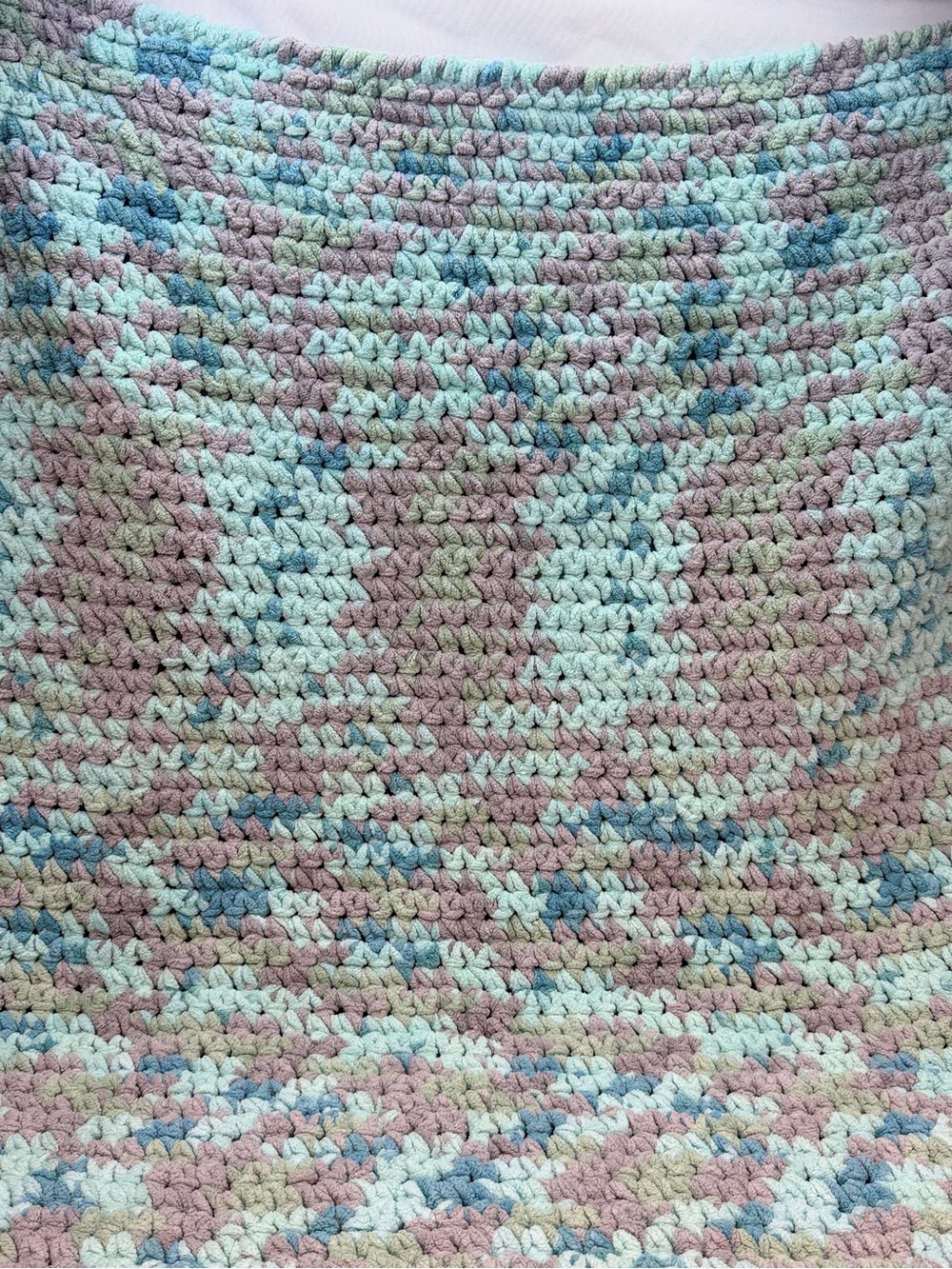 40x33 Handmade Crochet Baby Blanket Soft Plush Blue Green Gramma Made